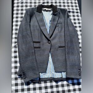 Veronica Beard Gia Peak Lapel Plaid Blazer